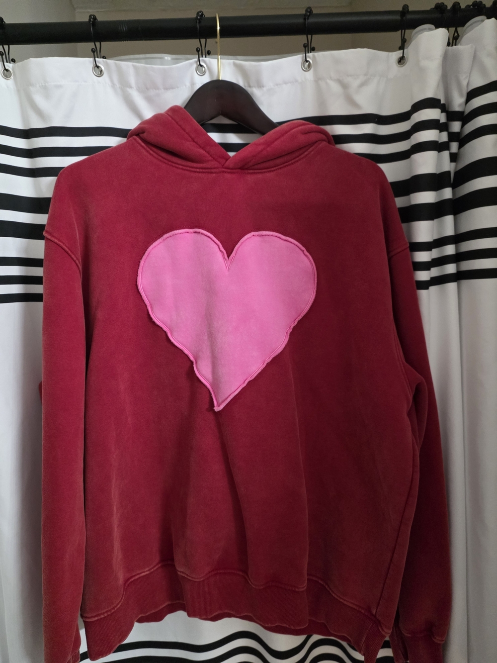 Women’s Burgundy Crewneck Sweatshirt with Pink Heart